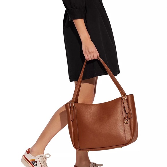 NWT COACH C8353 Alana Pebble Leather Tote - B4/Saddle Color, Dust Bag Included - Picture 5 of 14